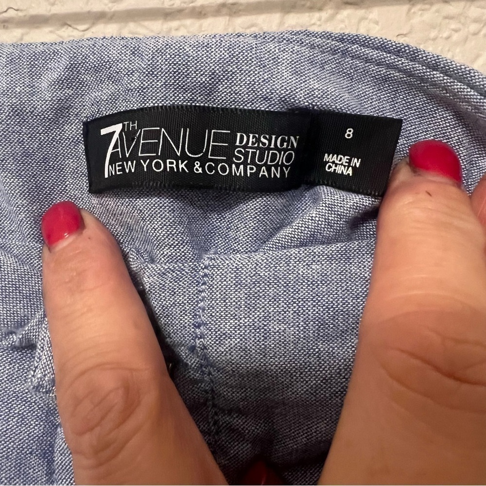 Blue New York & Company 7th Avenue Design Studio Wide Leg Pant, Size 8 - Picture 6 of 10